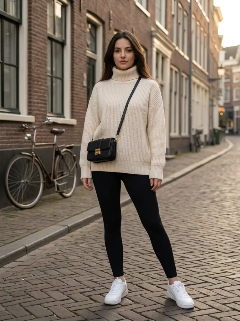 15 — Oversized Sweater with Leggings and Sneakers