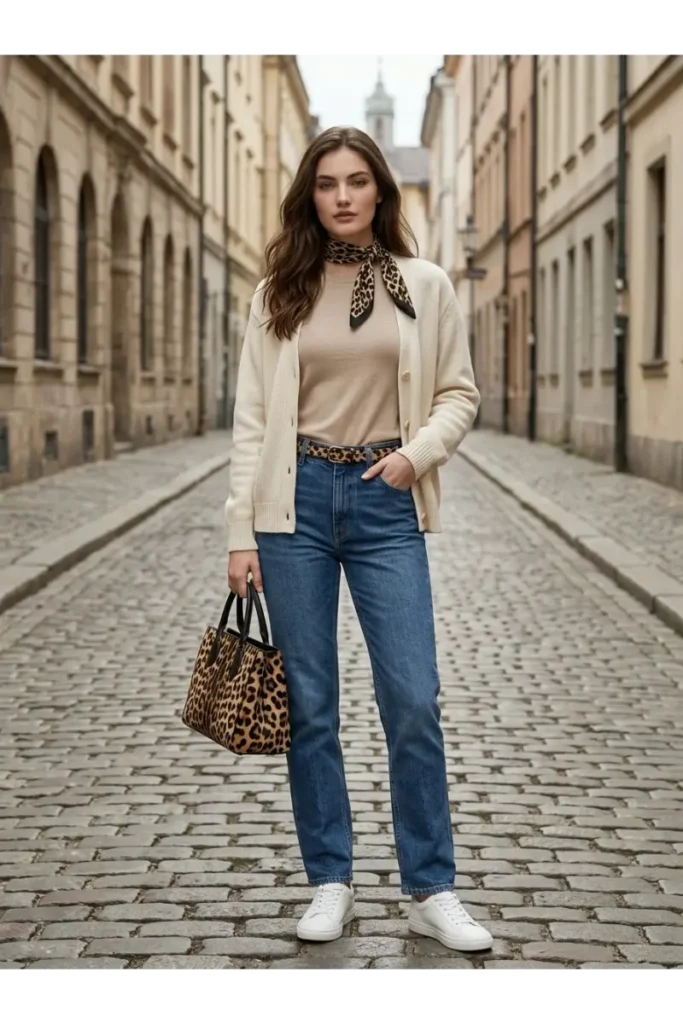15. Leopard Print Accessories with Everyday Basics