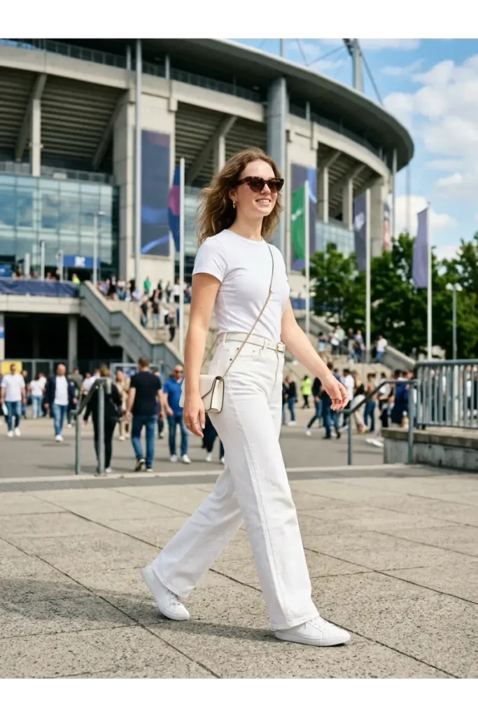 15. White Tee with White Denim