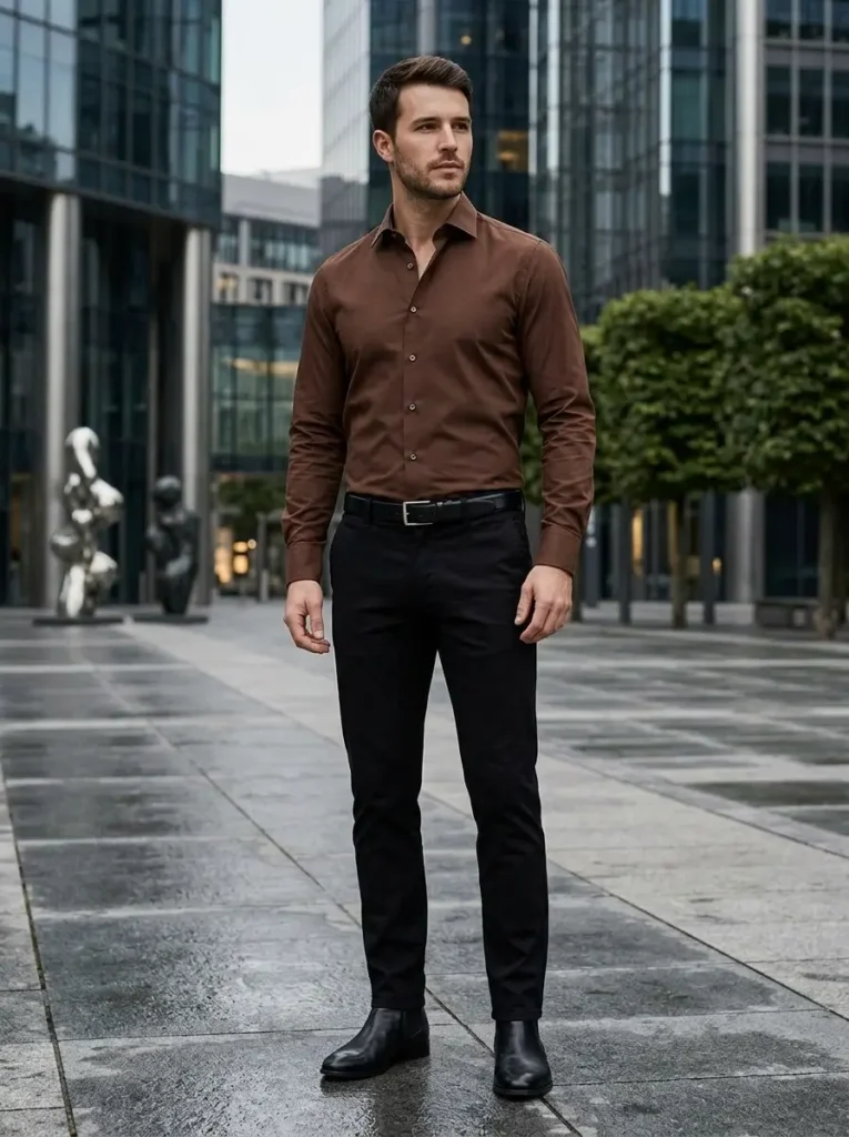 2 — Brown Shirt with Black Pants