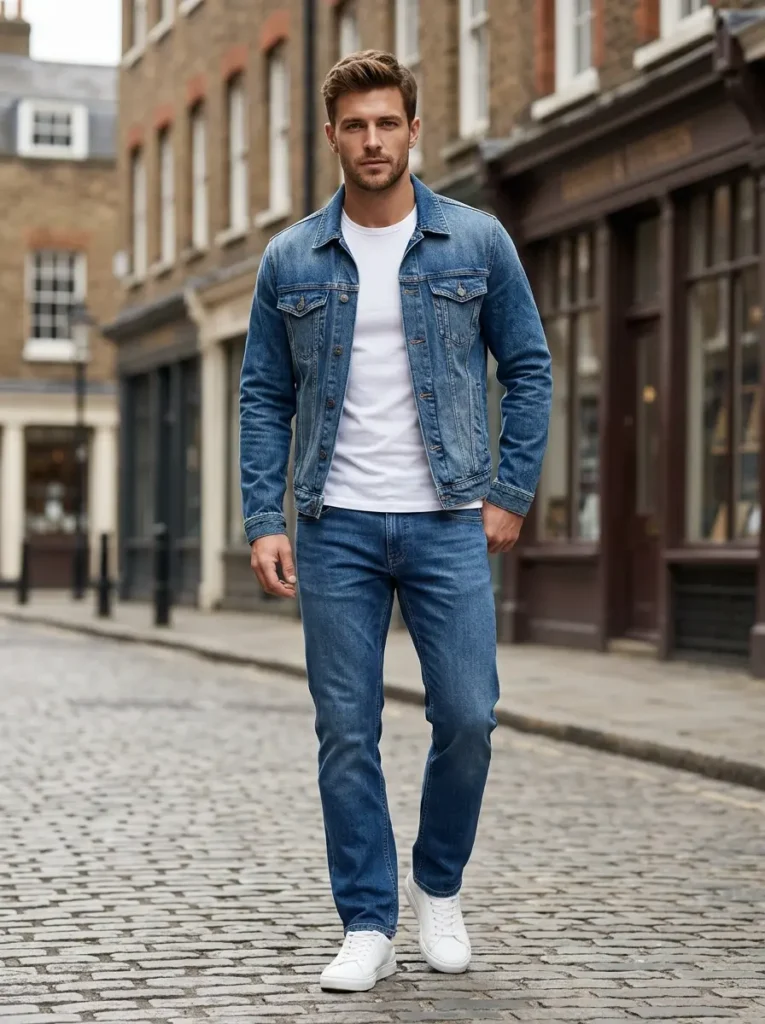 2 — Denim Jacket with Blue Jeans