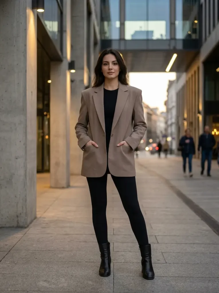 2 — Oversized Blazer with Leggings