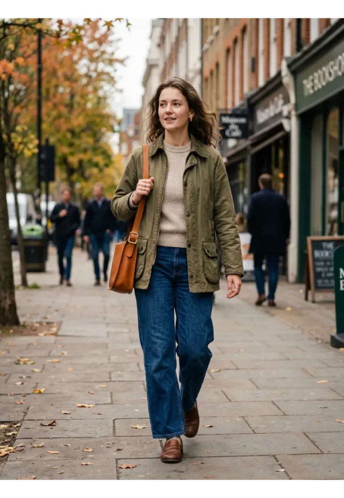 2. Barn Jacket with Wide Leg Jeans