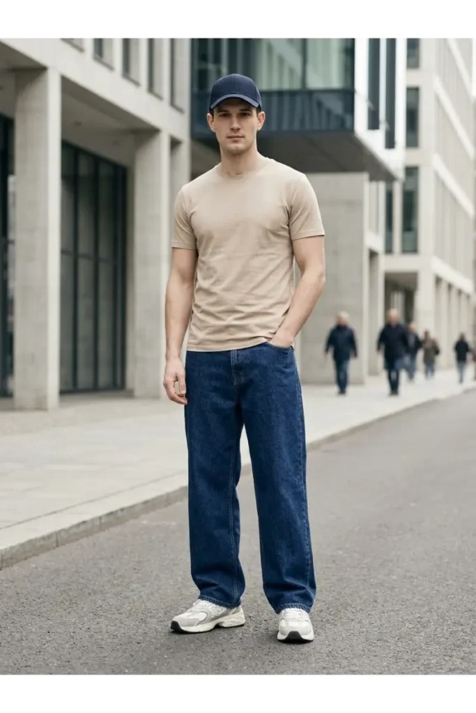 2. Dad Sneakers with Wide Leg Jeans 1