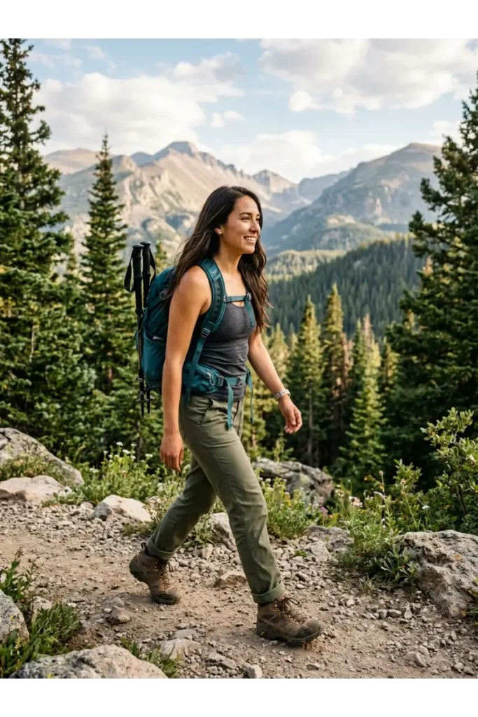Hiking Outfit Women: 12 Stylish and Practical Hiking Outfit Ideas 3 2. Hiking Pants With a Fitted Tank