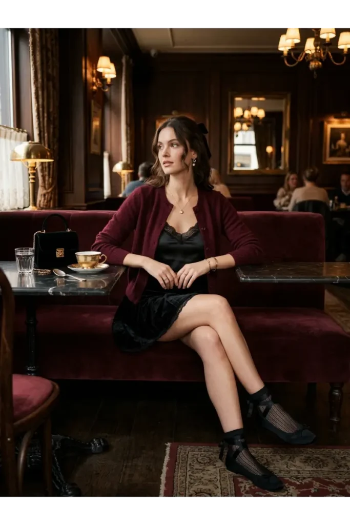 Dark Coquette Outfits: 12 Romantic & Edgy Looks to Try 3 2. Satin Cami With a Cardigan