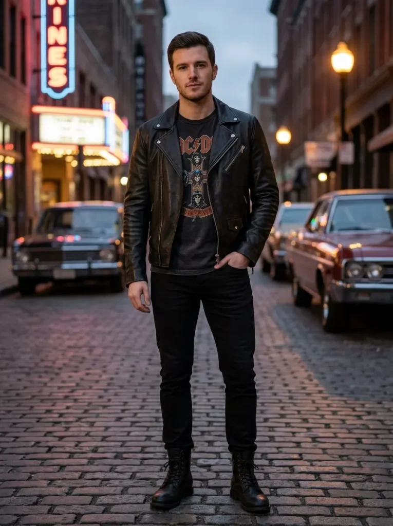 3 — Leather Jacket with Black Jeans