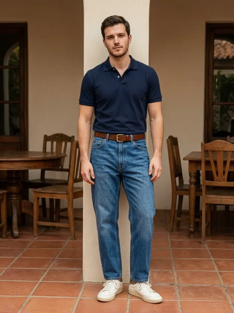 4 — High Waisted Jeans with a Polo Shirt