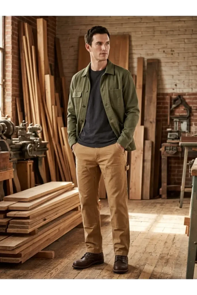 4. American Workwear Style with Carpenter Pants