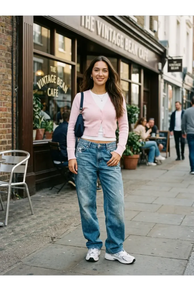 Y2K Outfits: 12 Trendy Outfit Ideas to Bring Back the 2000s 5 4. Baggy Jeans and a Cropped Cardigan 1