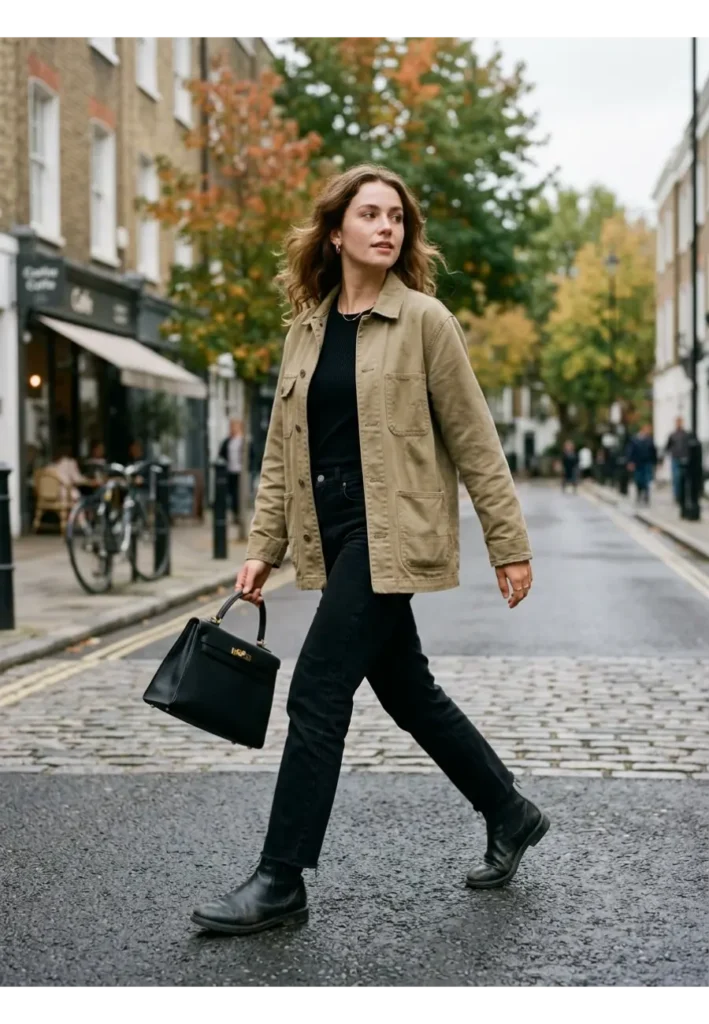 4. Barn Jacket with Black Jeans