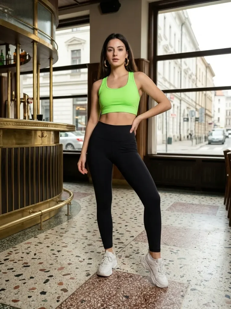 5 — Neon Top with Black Leggings