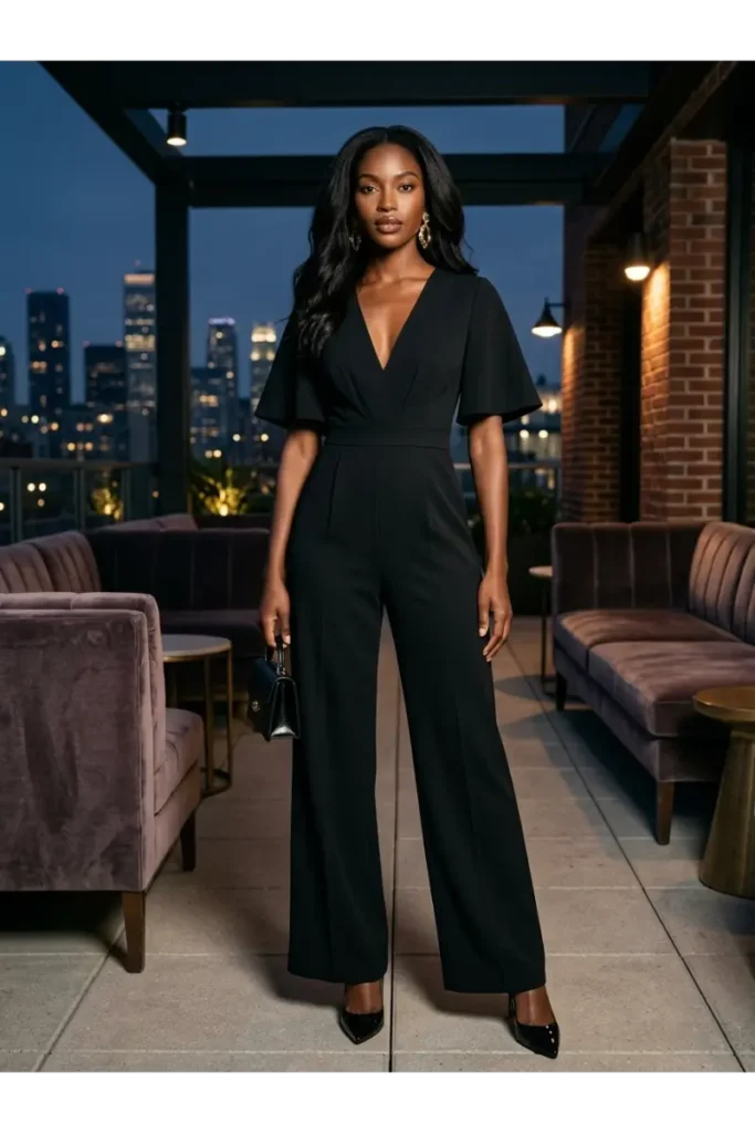 5. Black Jumpsuit with Heels