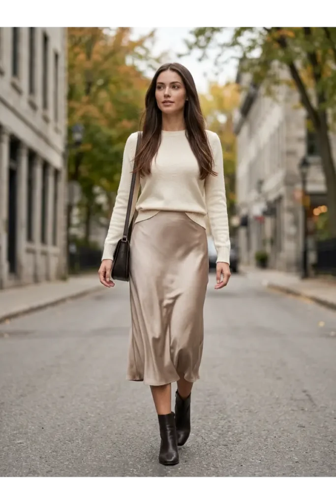 5. Midi Skirt With a Fitted Sweater