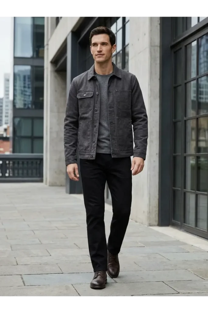 5. Workwear Jacket with Black Jeans