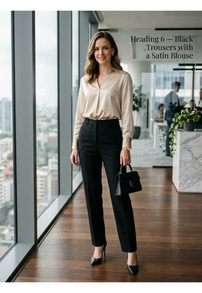 6 — Black Trousers with a Satin Blouse