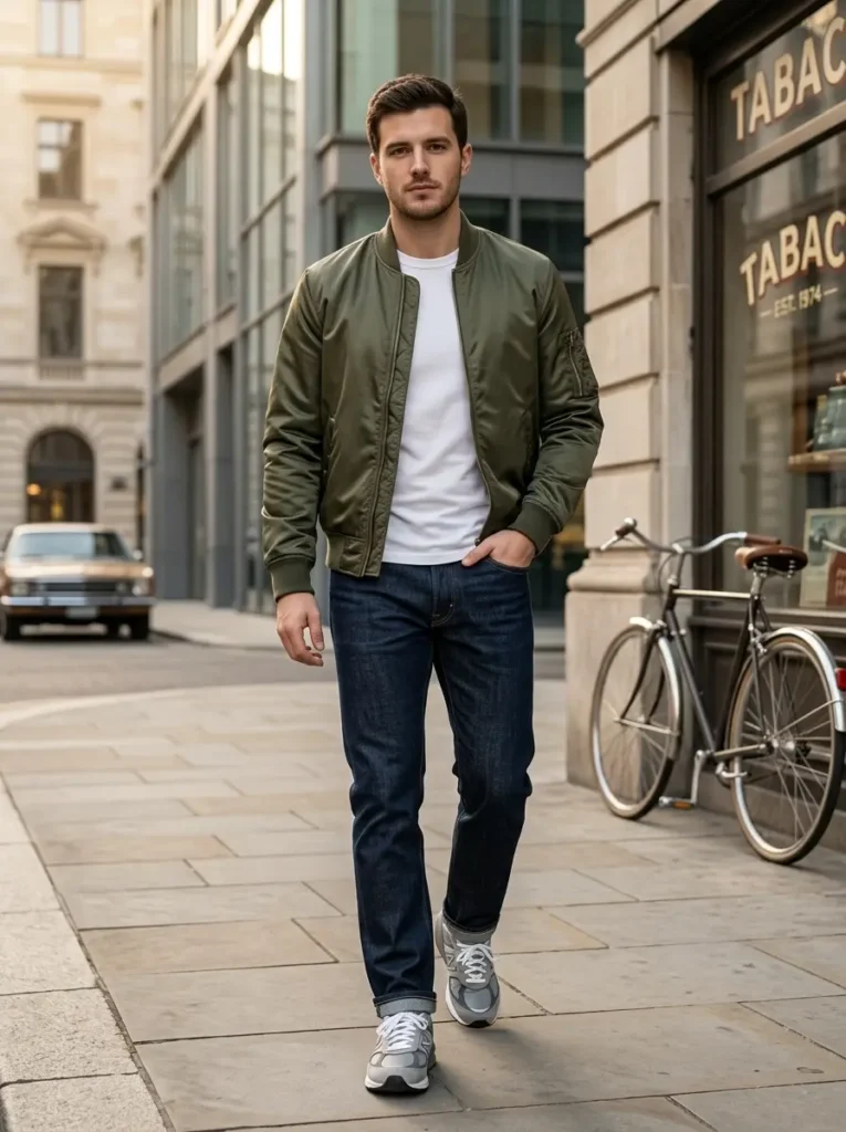 6 — Bomber Jacket with Jeans