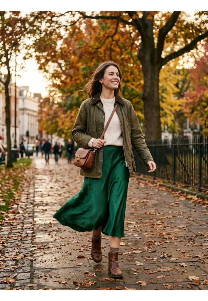 6. Barn Jacket with a Midi Skirt