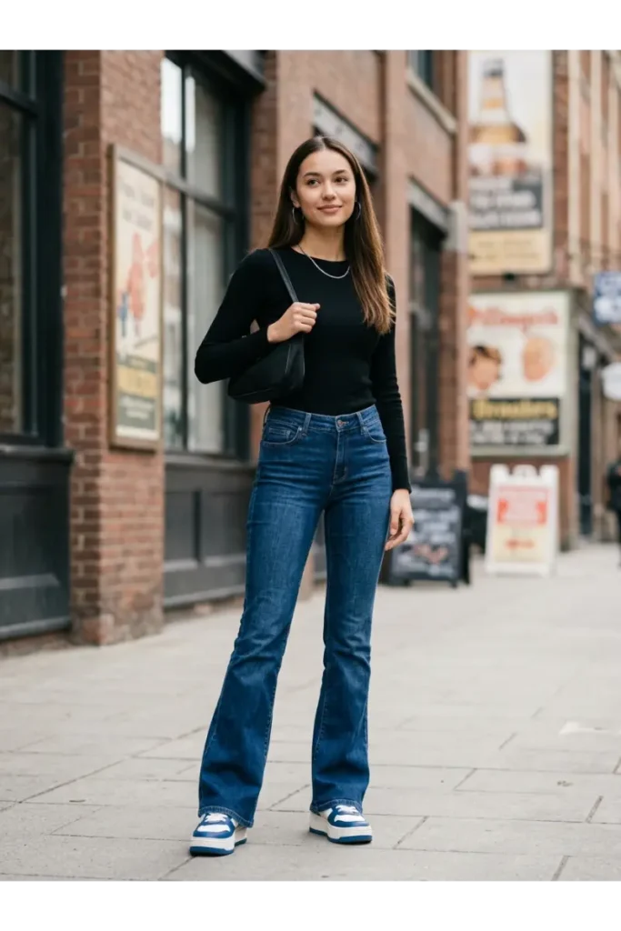 Y2K Outfits: 12 Trendy Outfit Ideas to Bring Back the 2000s 7 6. Flared Jeans With a Fitted Top