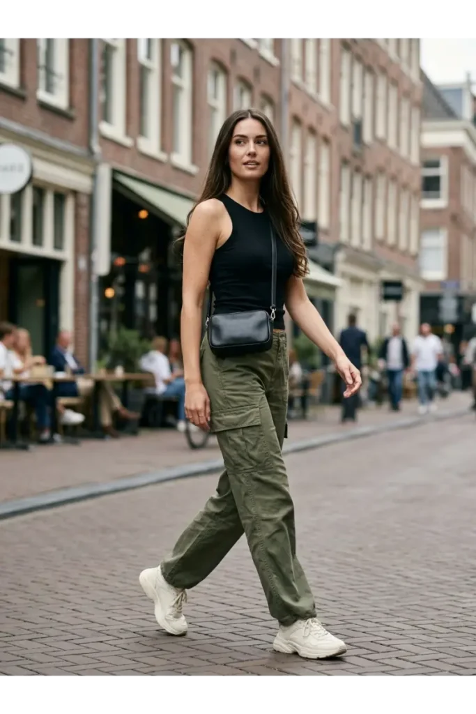 9. Cargo Pants With a Fitted Tank
