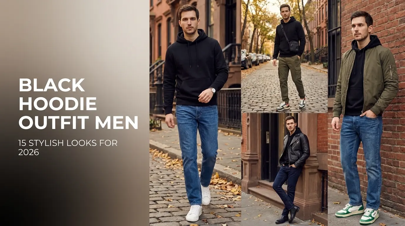 black hoodie outfit men